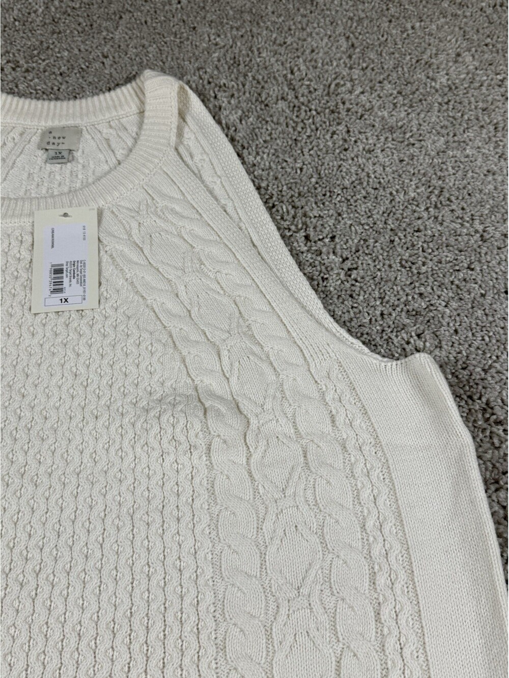 NWT A New Day Women’s Tank Sweater Size 1X Ivory Cotton - Picture 3 of 9